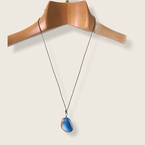 Blue and Orange Handmade Glass Necklace - Picture 1 of 3